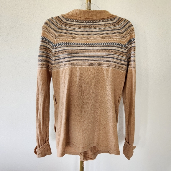 Patagonia Womens Nordic Sweater Cardigan Size Medium Tan Fair Isle *no Belt* - Picture 6 of 6